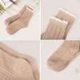 thumbnail image 3 of Women Socks Lace Ruffle Frilly Turn Cuff Casual Ankles Socks Vintage Lovely Double Needle Lady Socks 3Pairs ﻿, 3 of 7