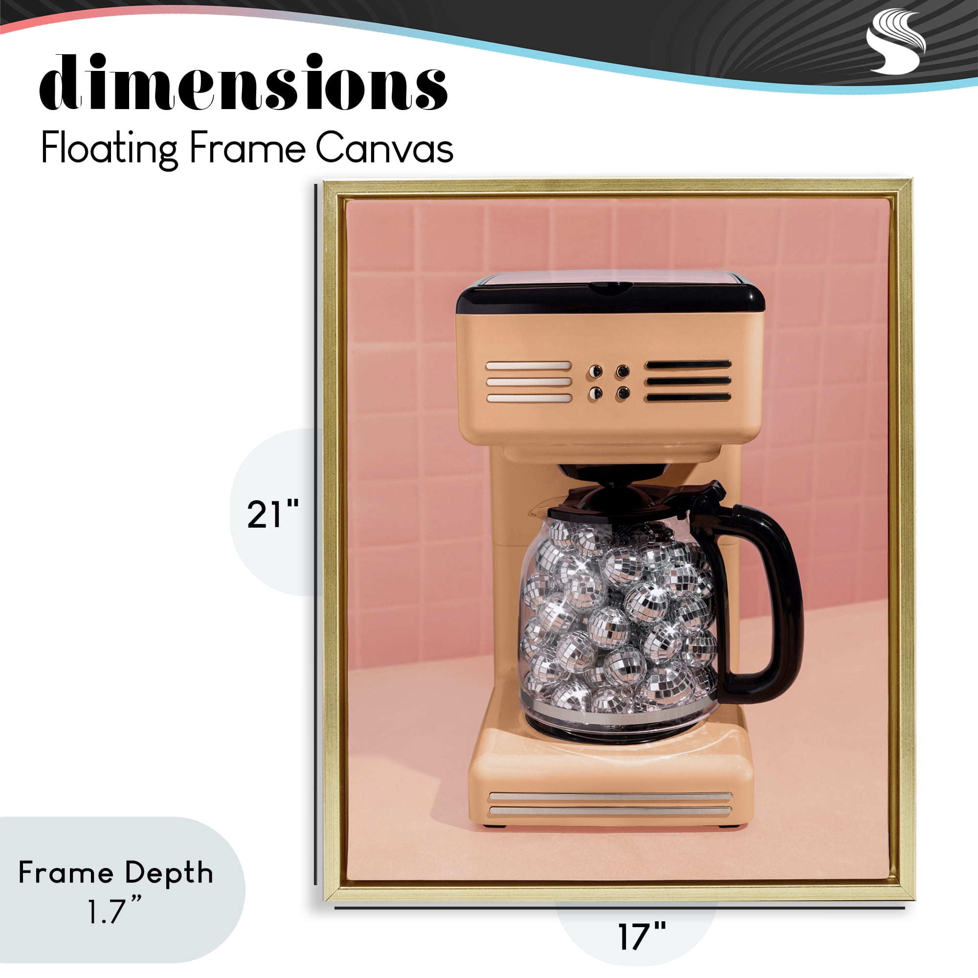 Stupell Industries Disco Coffee Maker over Orange Gold Framed Floater Canvas Wall Art, design by LISH Creative