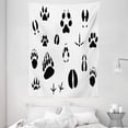 thumbnail image 1 of Hunting Decor Tapestry, Set of Wildlife Animal Footprints Hooves Claw Silhouettes Ecology Nature, Wall Hanging for Bedroom Living Room Dorm Decor, 60W X 80L Inches, Black and White, by Ambesonne, 1 of 2