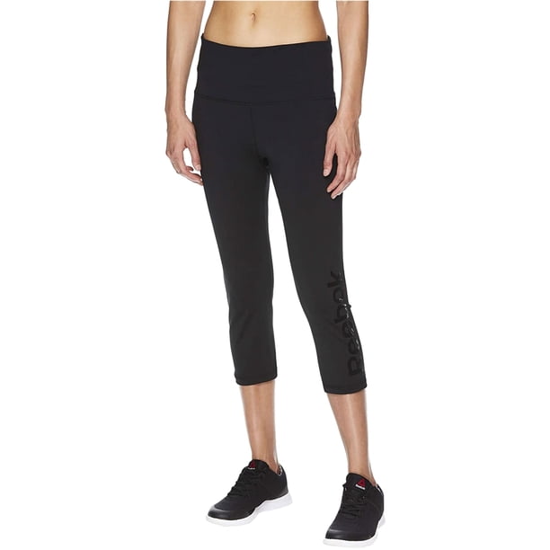 Reebok Highrise Capri - Pantalones deportivos de compresión para mujer, color negro, mediano