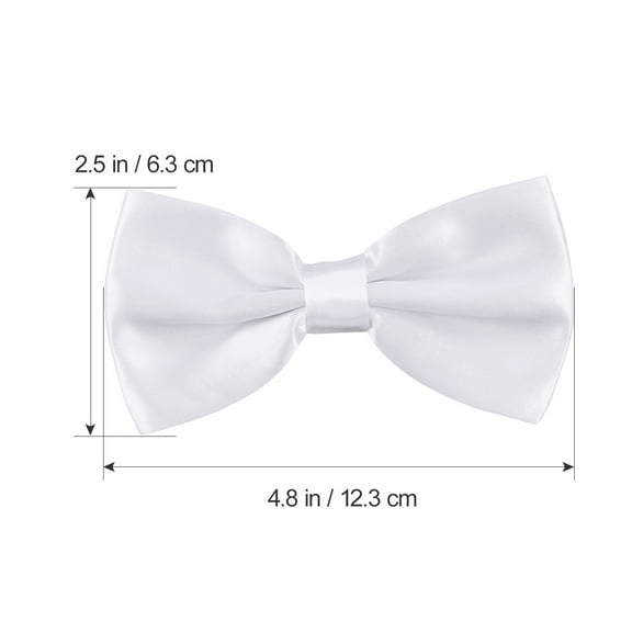 LEORX Mens Pretied Bowties Solid White Polyester Silk for Dinners 1Pcs