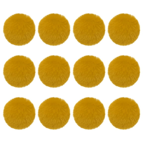 Uxcell Faux Fur Pom Poms for Hats, 12 Pcs Fluffy Soft Fur Poms Balls with Elastic Loop for Keychain Knitting Hats DIY Scarves Gloves Bag Christmas, Ginger Yellow