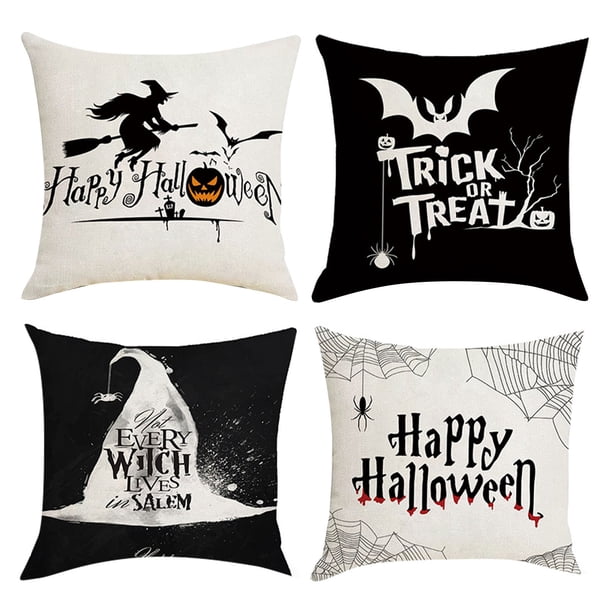 Clearance 18x18 Fall Pillow Covers, Halloween Decorative Throw Pillowcases, Maple Car Linen Throw Cushion Covers For Sofa Couch Home Decor, 4pcs Halloween Ghost