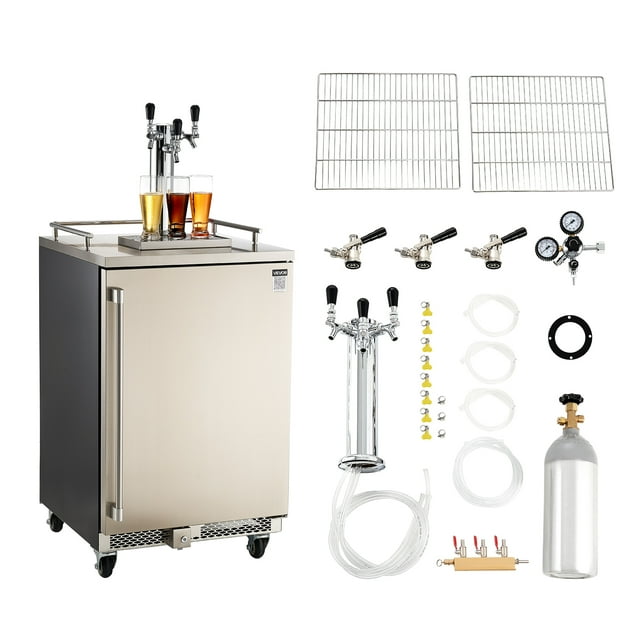 VEVOR Kégarateur de Bière avec Réservoir de CO2 Distributeur de Bière à Triple Pression 160 L Réfrigérateur