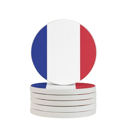

Circular Drink Coasters Set France Flag French National Flags Beautiful Home Decor Diatomite Heat-Resistant Diatomite Protect Table Countertop