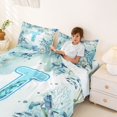 thumbnail image 4 of Manfei Watercolor Underwater Letter T Axolotl Sea Turtle Queen Sheet Sets for Kids Boys and Girls, Nautical Alphabet Print Bed Set 4-Piece, 1 Flat Sheet, 1 Fitted Sheet and 2 Pillowcases, 4 of 6