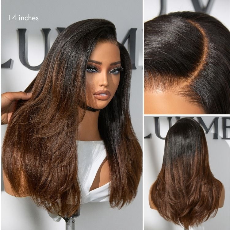LUVME All-Day Comfort™ Wig Layered Light Yaki Straight Glueless 7x6 Closure HD Lace Human Hair Wig Pre-Cut Lace