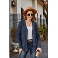 thumbnail image 3 of Women's Long Sleeve Cable Knit Sweater Open Front Cardigan Button Loose Outerwear, 3 of 6