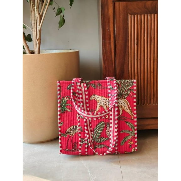 Craft Lovers Women Handblock Lightweight Travel Bag Purse Cotton Shoulder Tote Bag For Shopping Grocery & Beach Bag