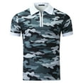 thumbnail image 3 of outfmvch t shirts for men casual camouflage print zipper turn down collar short sleeve shirt womens tops grey, 3 of 7