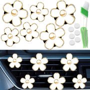 Daisy Car Decoration Flower Air Vent Clip Air Conditioning Outlet Clip Car Air Freshener Clip Car Interior Decor Charm Colorful Car Accessories for Women Interior Cute Set,(SCENTED-White)