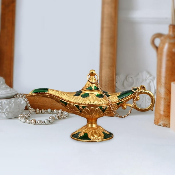 Magic Lamp Desktop Ornament Costume Props Lámpara para mesa de regalo de cumpleaños Verde Sharpla Lámpara de los deseos