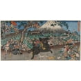 thumbnail image 2 of Utagawa Yoshifuji 24x14 Black Ornate Framed Double Matted Museum Art Print Titled: Picture of Minamoto No Yoritomo's Hunt on the Slopes of Mount Fuji (Mid 1840s), 2 of 5