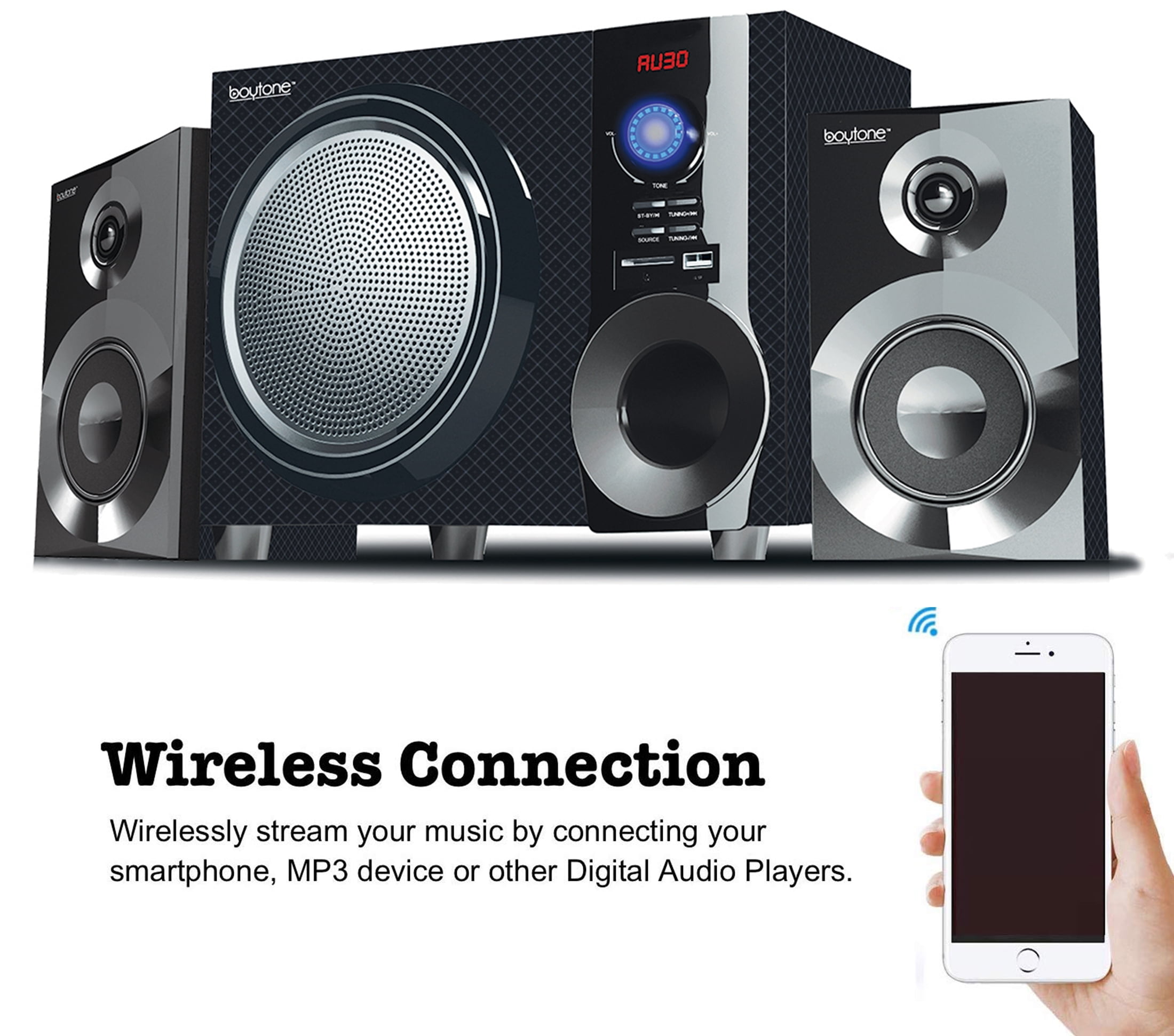 Boytone BT-215FD, Powerful Wireless Bluetooth Home Speaker System 55 W, FM Radio, Excellent Quality Clear Sound