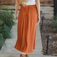 thumbnail image 5 of Sentmoon Maxi Skirts Plus Size High Elastic Waist Boho Women Skirts Flowy Beach Solid Color Loose Breathable Pleated Skirts for Women Streetwear Winter for Business Travel Orange S, 5 of 10