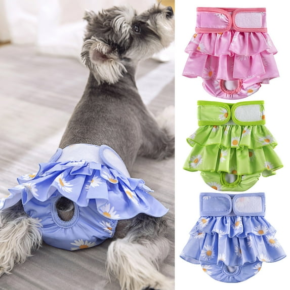 Fairnull Pet Diaper Exquisite Pattern Leak-Resistant Cotton Pet Dog Adjustable No Leak Highly Absorbent Diaper Pet Supplies