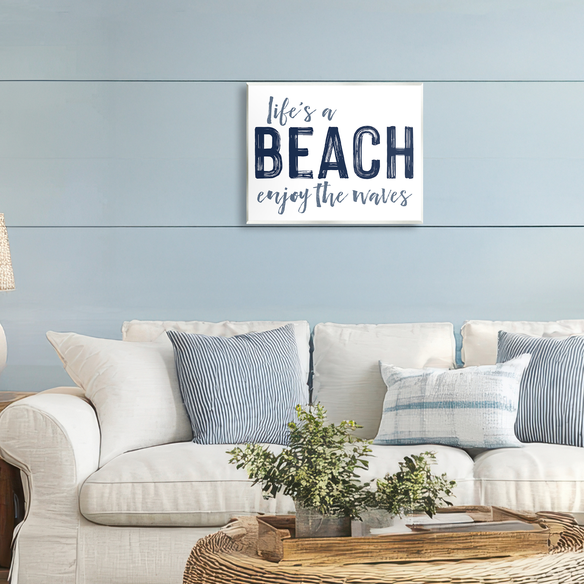 Summer Sentiment Enjoy Waves Wall Plaque Art, design by Lettered and Lined