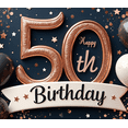thumbnail image 3 of Glitter Balloons Happy 50th Birthday Banner Milestone Decor for Celebration Event Indoor Party, 3 of 7