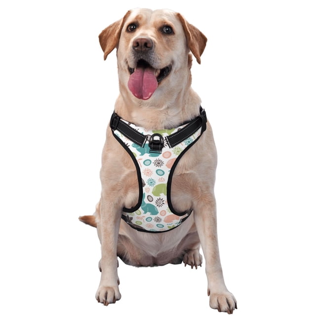 Saiise Easter Rabbit Print Dog Harness and Leash Set, No Pull Soft Mesh Pet Harness, Reflective Adjustable Puppy Vest for Small Medium Large Dogs, Cats-Medium