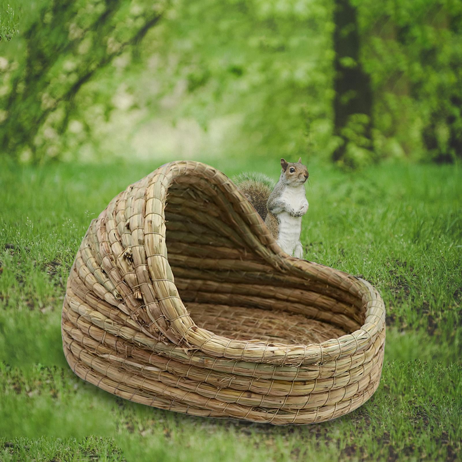 Hand Woven Rabbit Bed Hut Straw Hamster Nest for Bunny Mice 35cmx23cm
