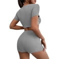 thumbnail image 5 of FUNUONY Womens Workout Sets 2 Piece - Seamless Yoga Outfits Shorts and Crop Top Matching Gym Athletic Clothing Set Two Piece Summer Outfits 2 Piece Sets Suspender Shorts Suit Yoga Sports Suit Grey Xl, 5 of 6