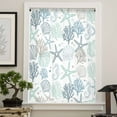thumbnail image 4 of Aqua Teal Coastal Semi Sheer Curtains Drapes for Living Room, Bedroom, French Doors Window 96 Inches Long, Summer Beach Starfish Coral Nautical Rod Pocket Chiffon Curtain Drapery Voile Drape Panel, 4 of 6