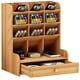 thumbnail image 1 of Organizador de escritorio de madera, cajón multifuncional, caja de almacenamiento de papelería, soporte para bolígrafos para el hogar, la oficina, la escuela, cerezo, 1 of 6