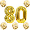 thumbnail image 2 of Number 80 and Gold Confetti Balloons, 40 Inch Gold Number 80 Balloon with 5PCS 12 Inch Gold Confetti Balloons for 80th Birthday Party Decorations 80th Anniversary Décor, 2 of 6