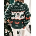 thumbnail image 5 of Suéter europeo y americano para mujer, suéter largo holgado con cuello redondo y jacquard navideño de Independent Station, 5 of 5