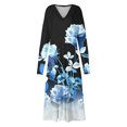 thumbnail image 4 of Drses Women's Floral Boho Maxi Dress Long Sleeve Wrap V Neck Ruffle Belted A-Line Flowy Maxi Dresses, 4 of 5