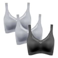 thumbnail image 4 of 2026 New Limit-time Offer, Women's Bra Set 3PCS Solid Color Seamless Everyday Underwear Wirefree Comfortable Stretchy Nylon Spandex for Daily Wear Support, 4 of 7