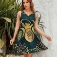 thumbnail image 7 of Riple Goddess with Triskele - Gold on Shimmer Green Sleeveless Dress Women Summer Evening Dresses Ladies Sundress, 7 of 7