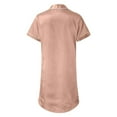 thumbnail image 5 of DHFJKG Nightgowns For Women Short Sleeve Nightshirt Button Down Collared Sleepshirt Silk Satin Solid Color Pajama Dress Cozy Home Clothes, 5 of 5