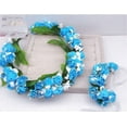 thumbnail image 1 of Flor de espuma Corona de flores Corona Floral Guirnalda de boda Diadema Conjunto de muñequera Blanco Azul, 1 of 1