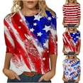 thumbnail image 5 of YanHoo 3/4 Sleeve Tops for Women 2024 Summer Going Out 3/4 Sleeve Womens Length Tops,4th of July USA Flag Graphic Trendy 3/4 Sleeve Shirt,Girls Fashion Stylish Casual Blouse, 5 of 5
