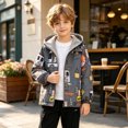 thumbnail image 4 of HAOTAGS Boys Lightweight Jacket (1-9) Full Zip Windproof Graphic Printed Windbreaker Gray Size 8, 4 of 9