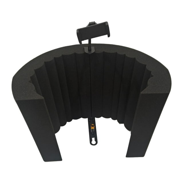 HILABEE Mic Foam Panel Foldable Acoustic Sound Shield for Singing Podcasts Broadcast with Phone Clip