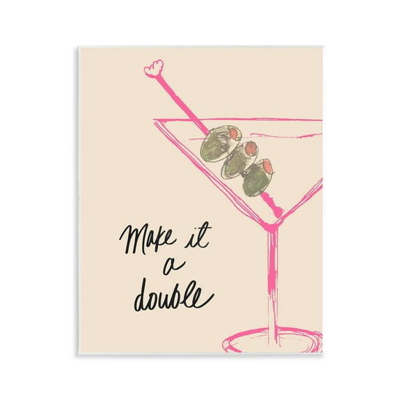 Stupell Industries Make It Double Martini Food & Beverage Painting Unframed Art Print Wall Art, 11 x 14