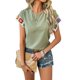 thumbnail image 2 of Blusas de Verano para Mujer, Camisetas Casuales de Corta, Cuello Redondo, Blusas Bohemias con Estampado Floral de Crochet. Verde L, 2 of 10