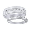 thumbnail image 2 of AFFY Round Cut White Natural Diamond His & Hers Wedding Band Set in 14K White Gold (0.75 Cttw) By, 2 of 2