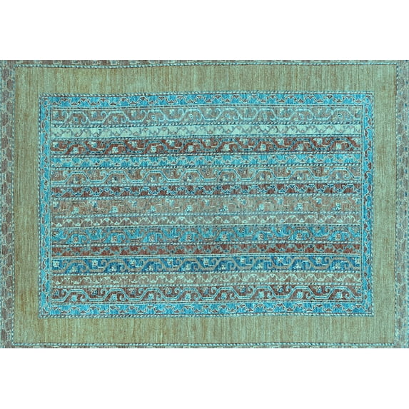 Ahgly Company Indoor Rectangle Abstract Light Blue Modern Area Rugs, 7' x 10'