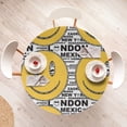 thumbnail image 4 of Ambesonne Emoji Fitted Round Tablecloth, Cities of the World Traveler, 40"- 44" Diameter, Mustard Charcoal Grey, 4 of 5