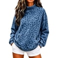 thumbnail image 2 of Lumtrix Mock Neck Hoodie For Women Cheetah Print Oversized Fleece Hoodies Pullover Hoodies Fall Casual Sweatshirts With Pockets Royal Blue S, 2 of 5