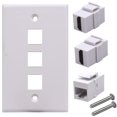 thumbnail image 1 of HUGFEGWE Plaque Murale 3 Ports, 2 Ports HDMI 4k + 1 Port CAT6 RJ45 Prise, Plaque Murale Module Clé HDMI & RJ45 Femelle à Femelle CJ25311-4521, 1 of 6