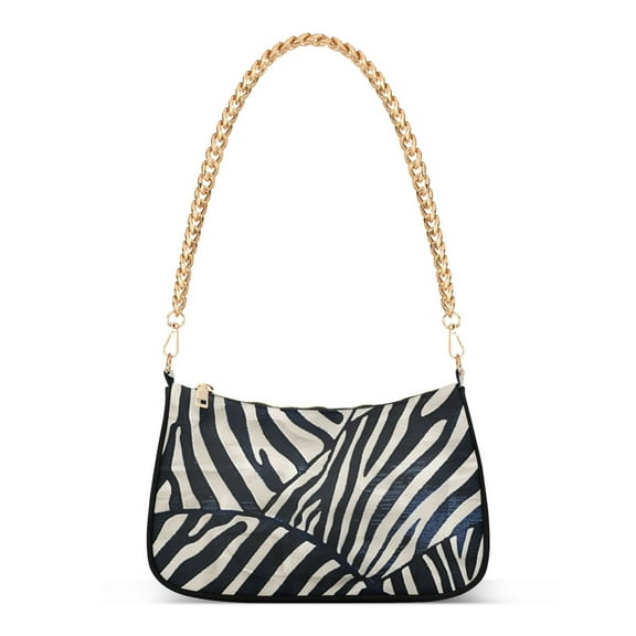 Ryvnso Zebra Pattern Womens Chain Shoulder Bag Tote Handbags Clutch Hobo Purse with Zipper for Travel