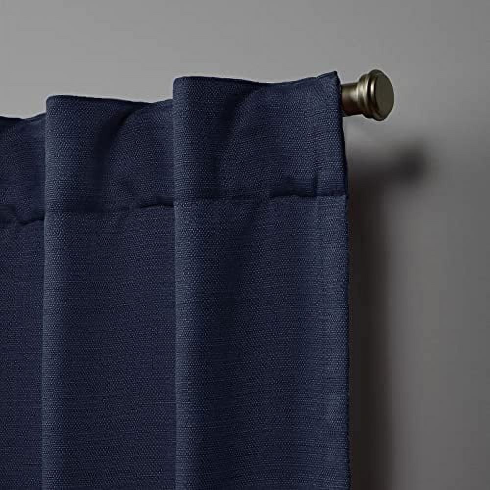 Nicole Miller Mellow Slub Textured Hidden Tab/Rod Pocket Top Light Filtering Curtain Panel Pair, 54"x108", Peacoat Blue