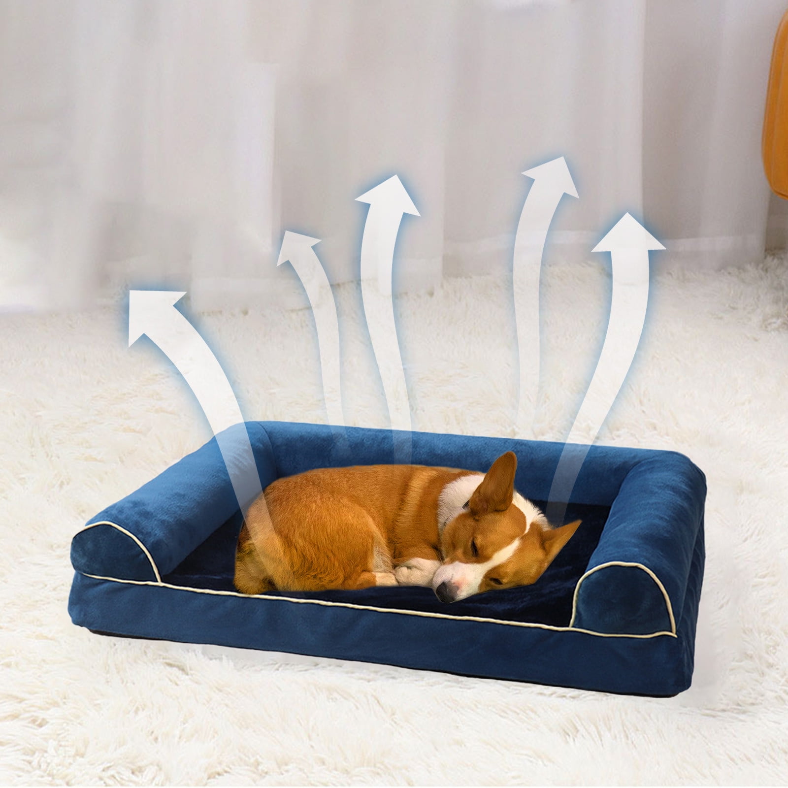 UTXQFD Orthopedic Dog Beds, Waterproof Memory Foam Dog Bed with Sides, Non-Slip Bottom and Egg-Crate Foam Big Dog Couch Bed with Washable Removable Cover,