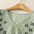 thumbnail image 4 of Taqqpue Women's Summer Cotton Linen Tops Embroidered Solid Color Short Sleeve Casual V Neck T-Shirt Loose Fit Half Sleeve Plus Size Blouse Tops for Women, 4 of 7