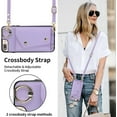 thumbnail image 6 of Phone Case for iPhone 7plus 8plus 7/8 Plus Wallet Cover with Screen Protector Ring Stand Card Holder Slot Crossbody Strap Lanyard Leather Cell i Phone7s 7s + 7+ 8s 8+ Phones8 7p 8p Women Girls Purple, 6 of 13