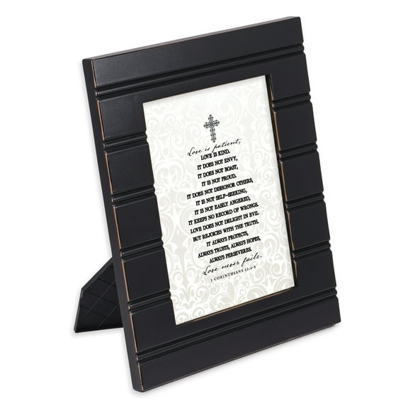 Cottage Garden Love Never Fails Black Beaded Board 5 x 7 Table Top and Wall Photo Frame
